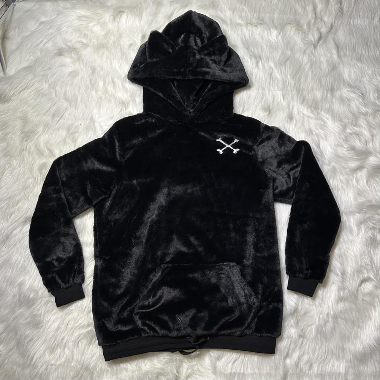 Black cat ear hoodie hotsell