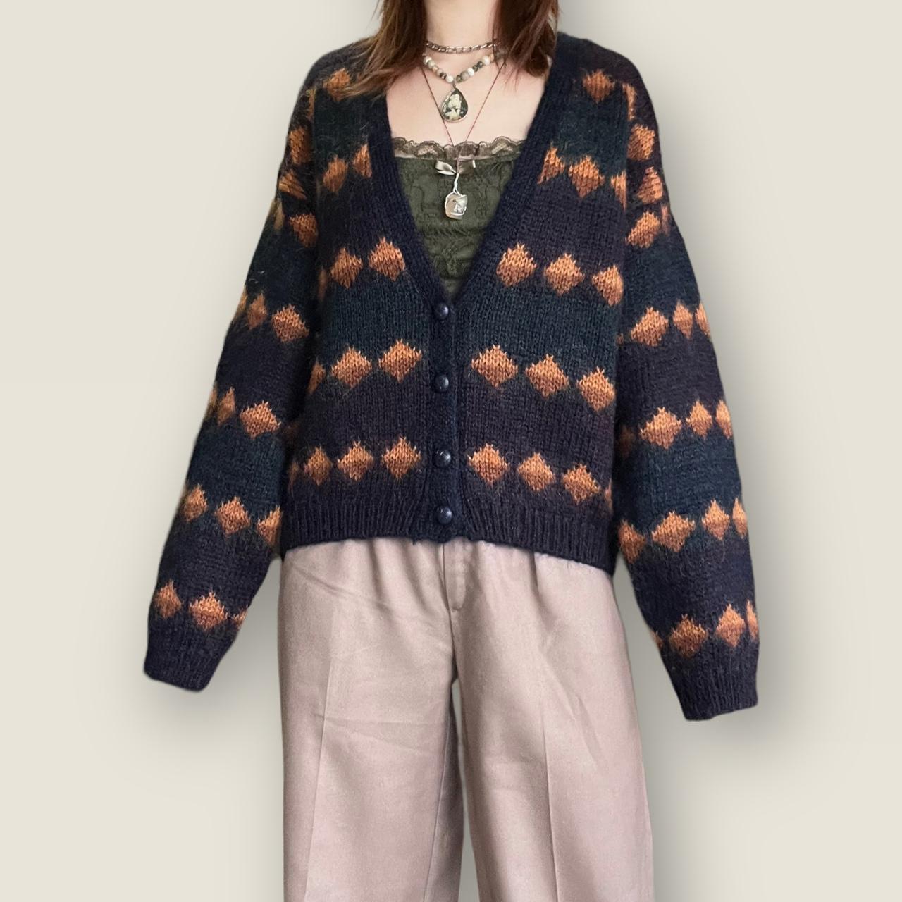 Editions Milano Women's Navy and Tan Cardigan