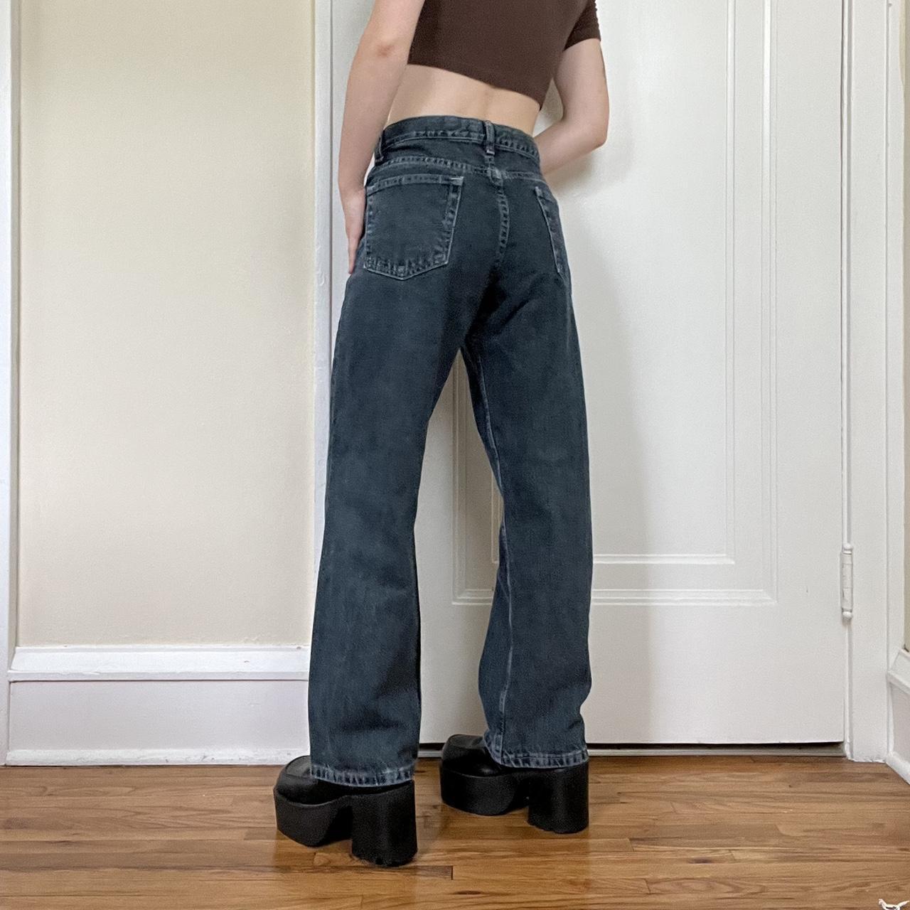 VINTAGE BAGGY JEANS dark wash straight leg dad… - Depop