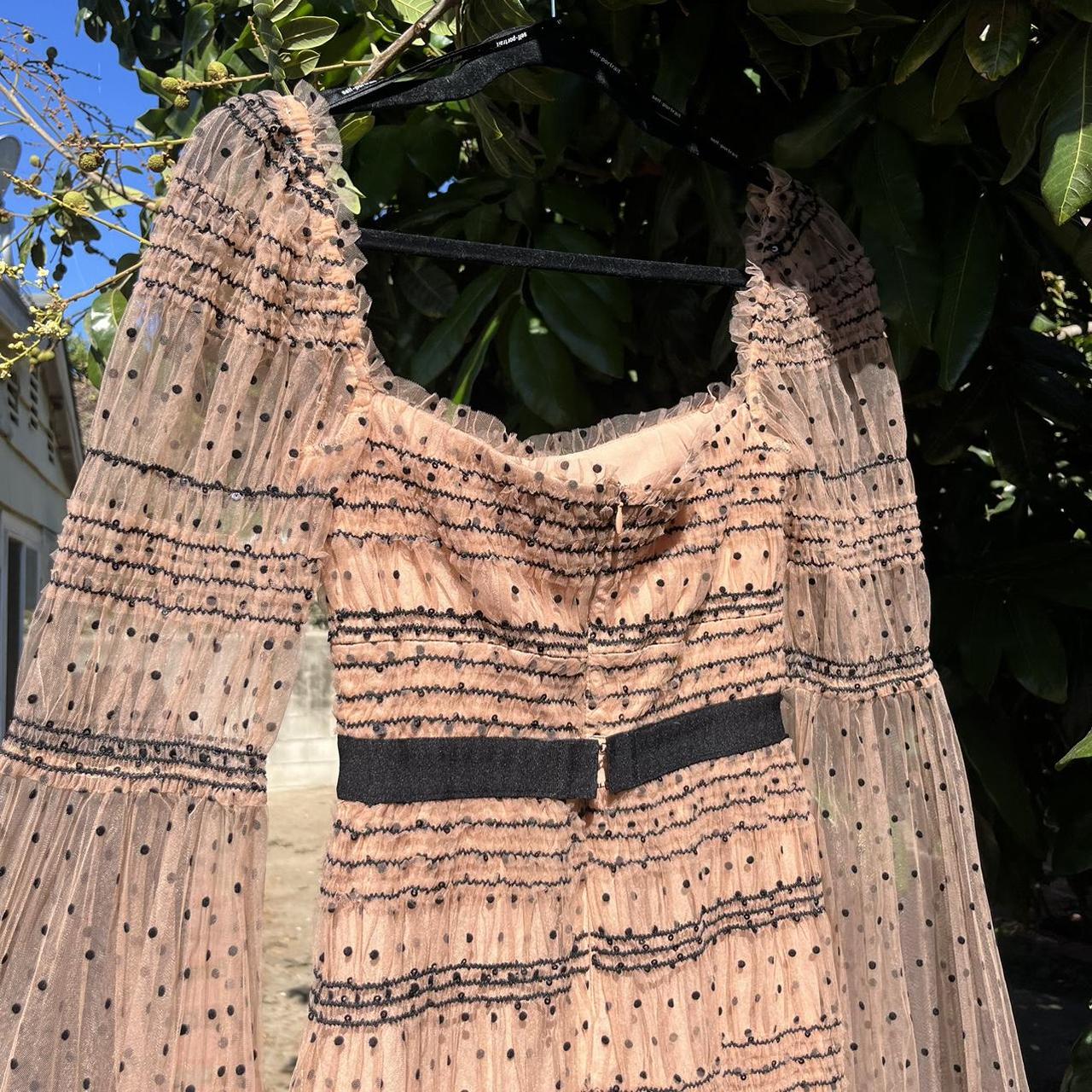 NWT SELF-PORTRAIT peach pink nude shirred mesh Depop