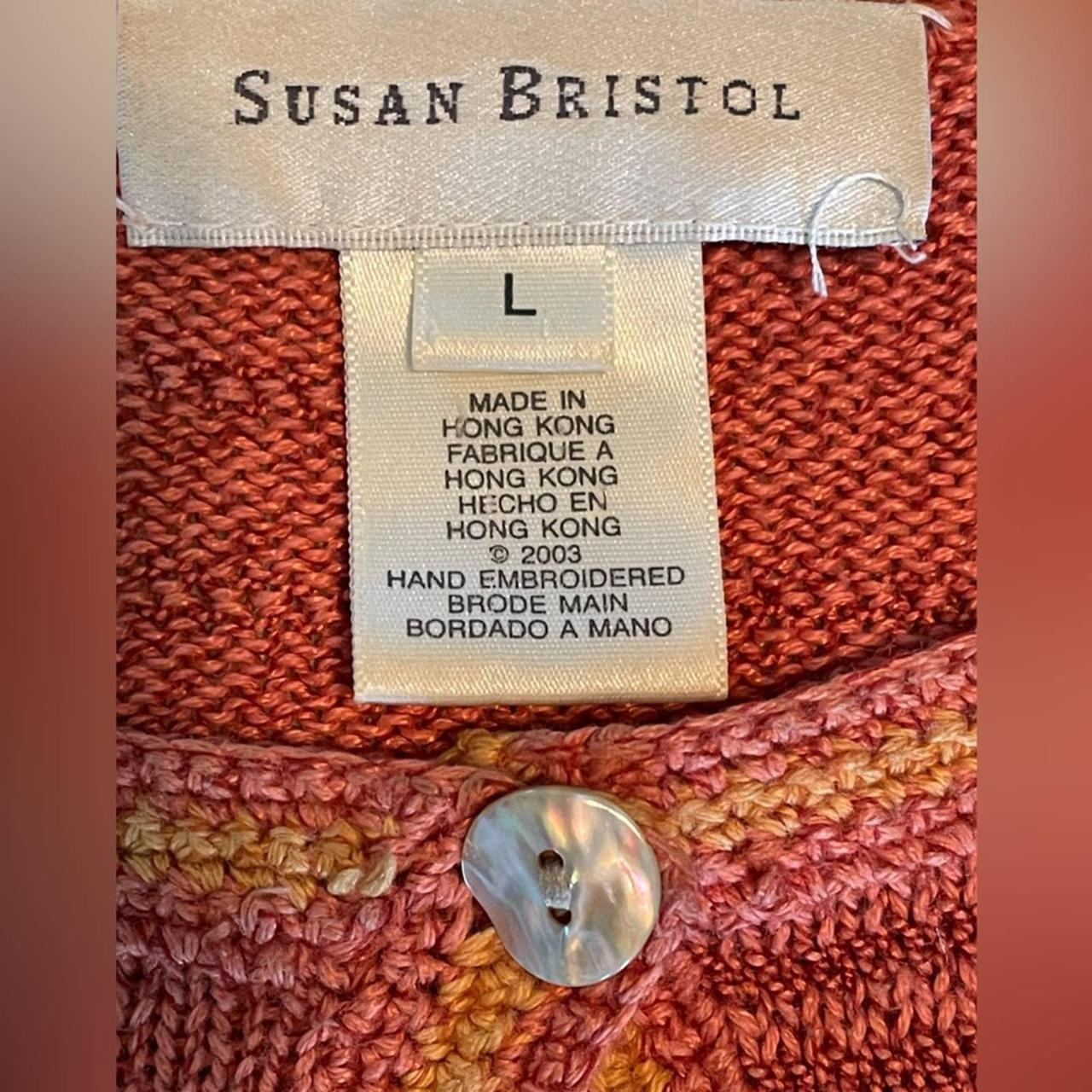 Susan Bristol Women's Orange and Yellow Cardigan Depop