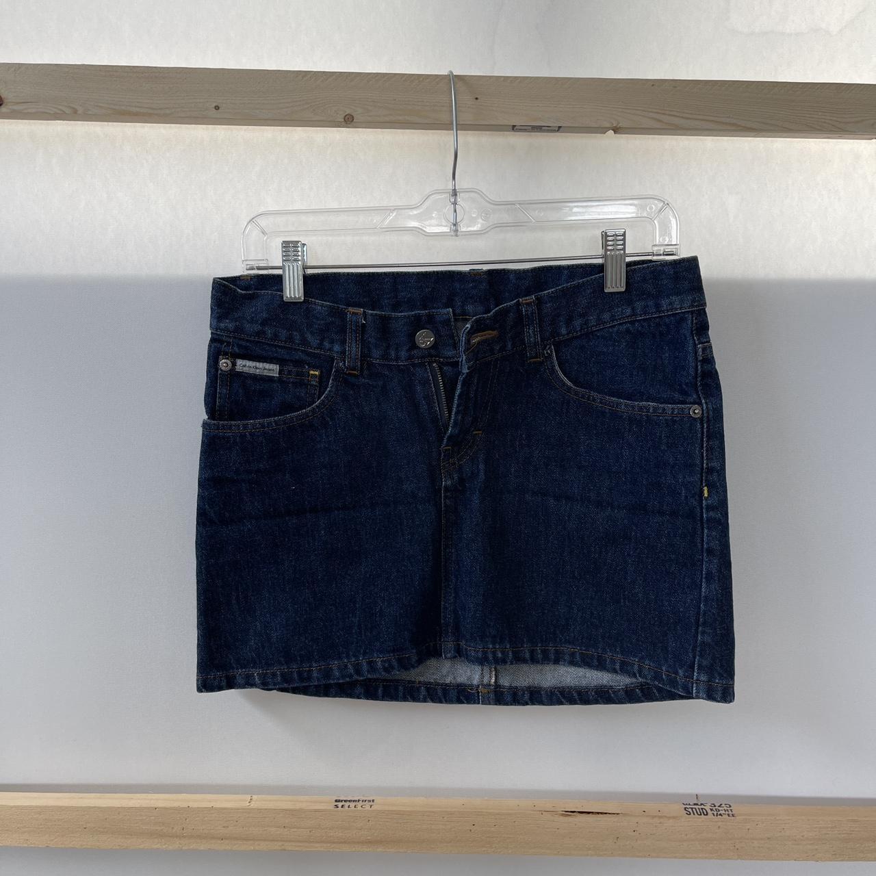 calvin klein denim skirt!! in perfect condition.... - Depop