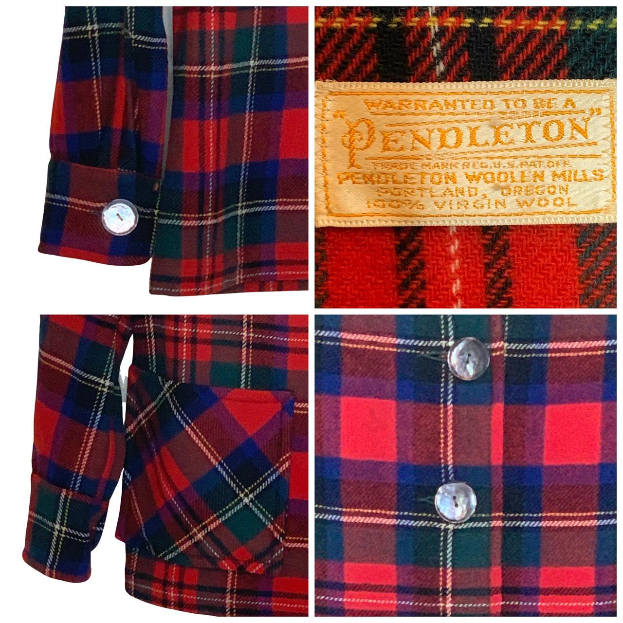 -Vintage 50s Pendleton wool plain button up jacket... - Depop