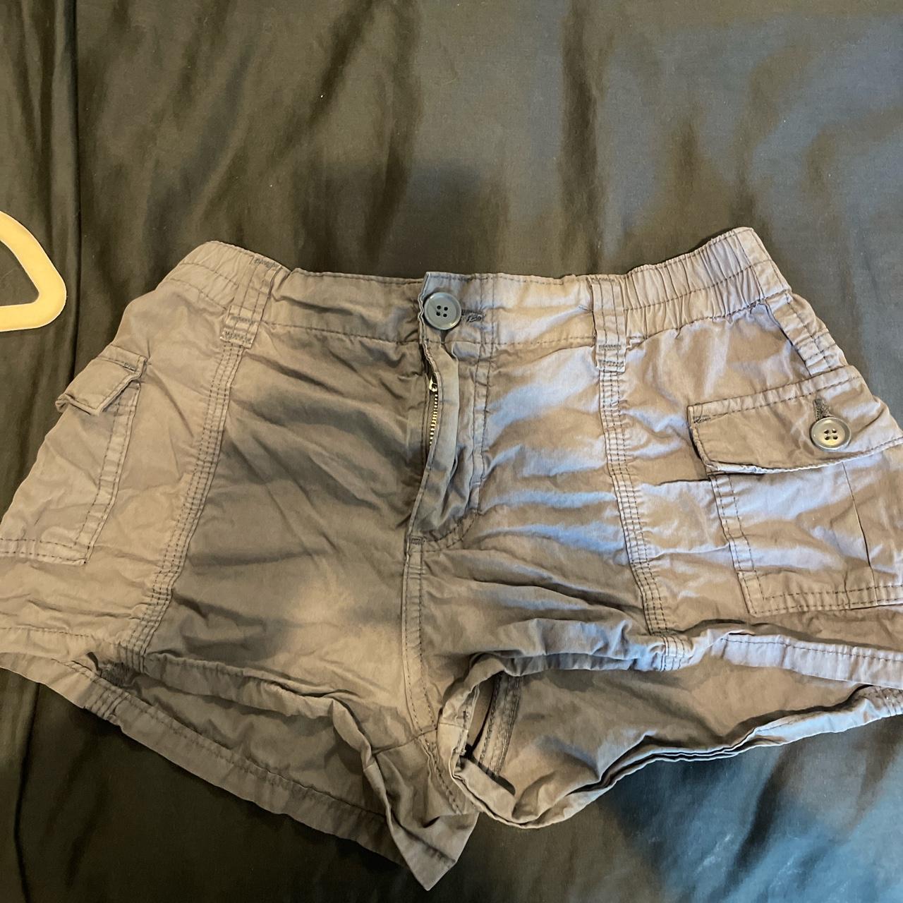 Cargo dark grey shorts from bershka Worn once Size xs - Depop