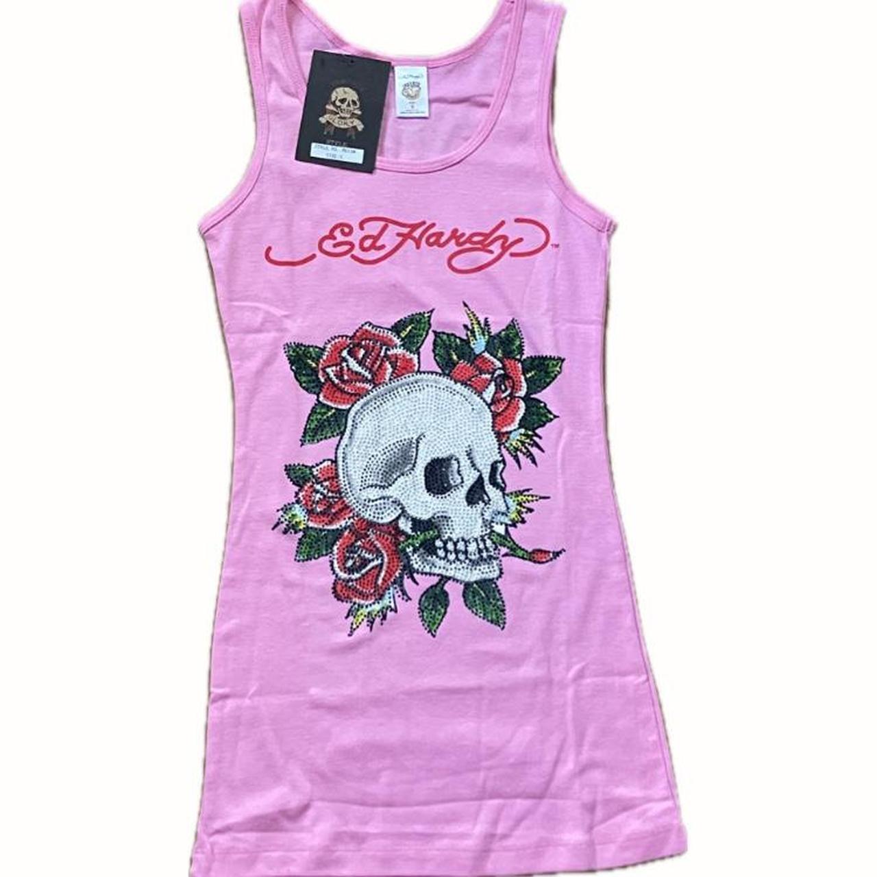 y2k pink Ed Hardy tank top! this Ed Hardy top is | Depop