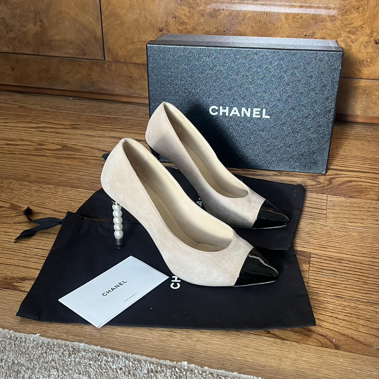 Chanel cream and black shoes online