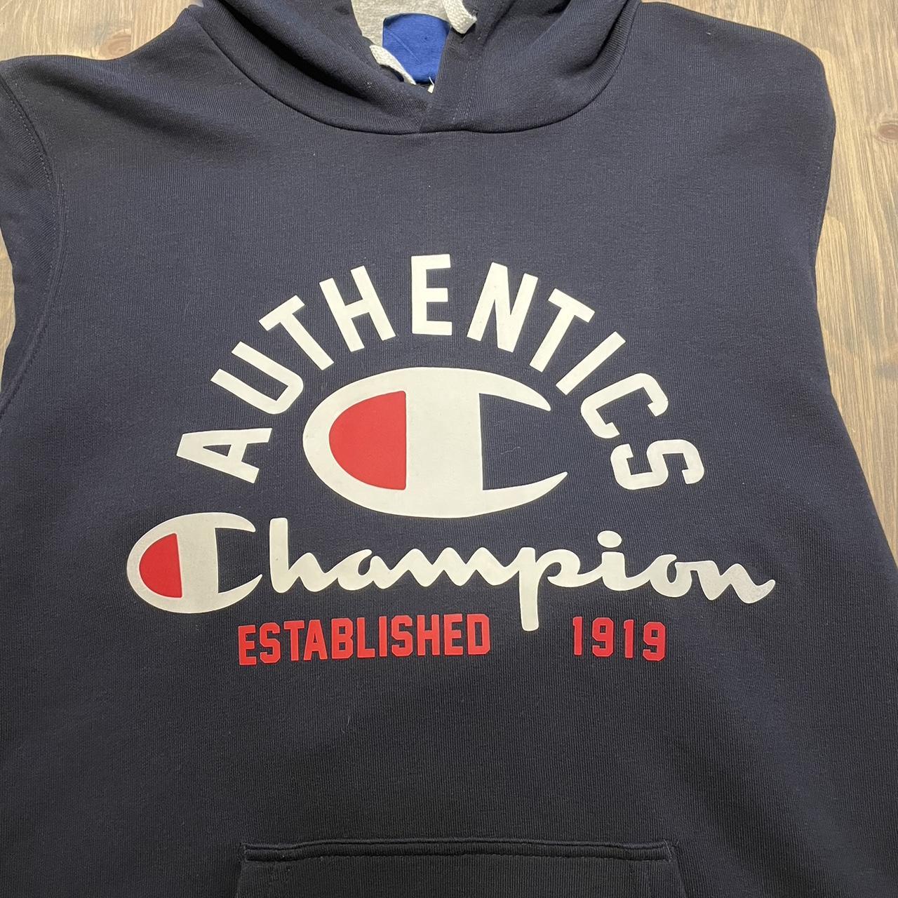 Champion Men's Navy Hoodie | Depop