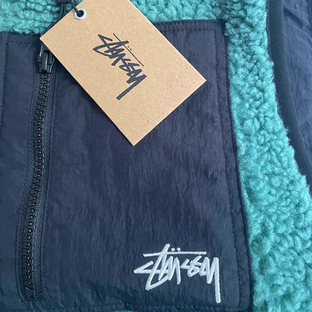 Stussy fleece Reversible sherpa vest Teal Size... - Depop