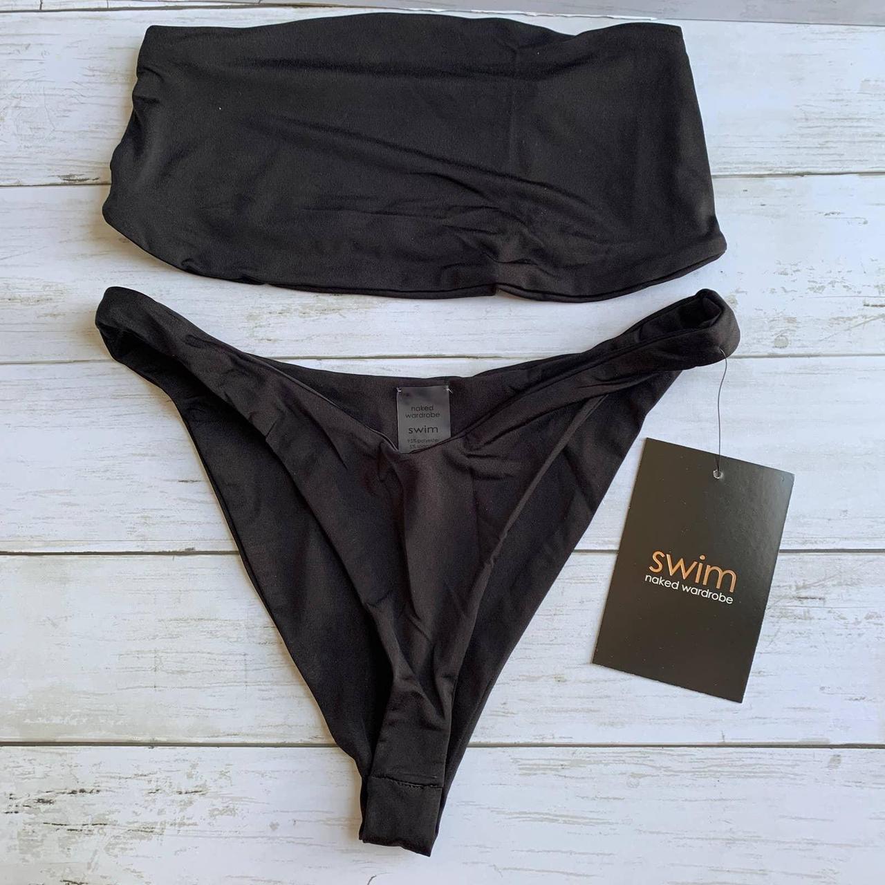 NWT Naked Wardrobe Bandeau Bikini Set In Black Size Depop