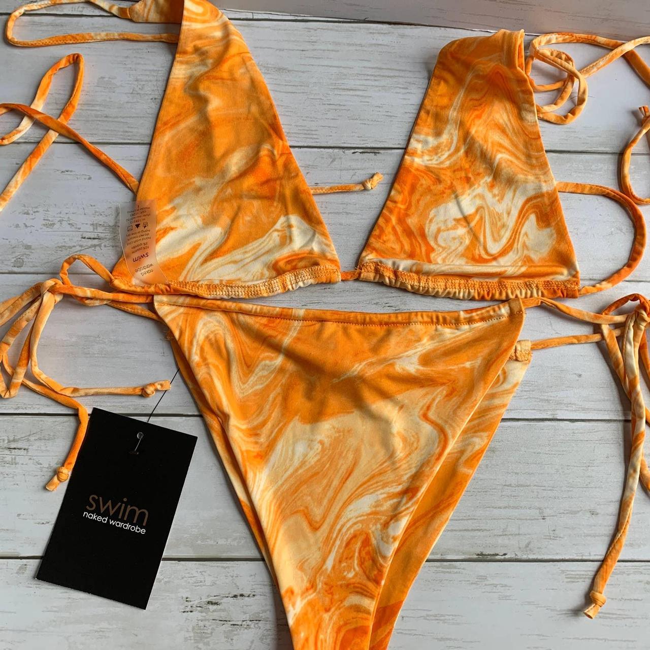 Nwt Naked Wardrobe Bikini Set In Orange Swirl Size Depop