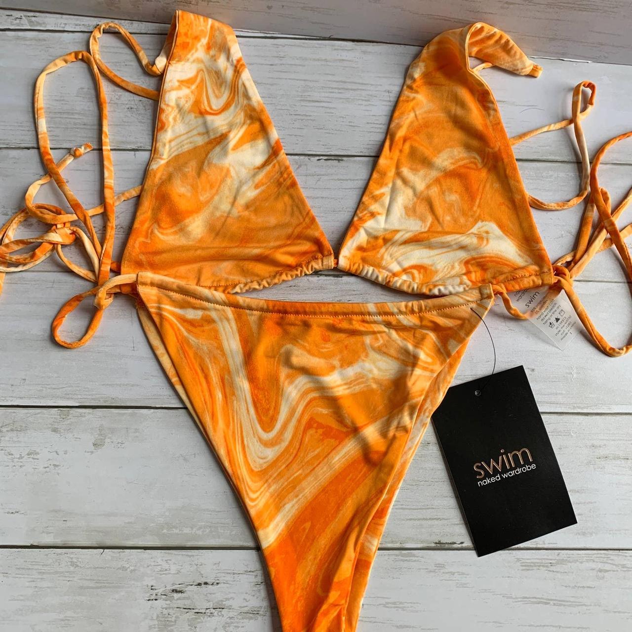 Nwt Naked Wardrobe Bikini Set In Orange Swirl Size Depop