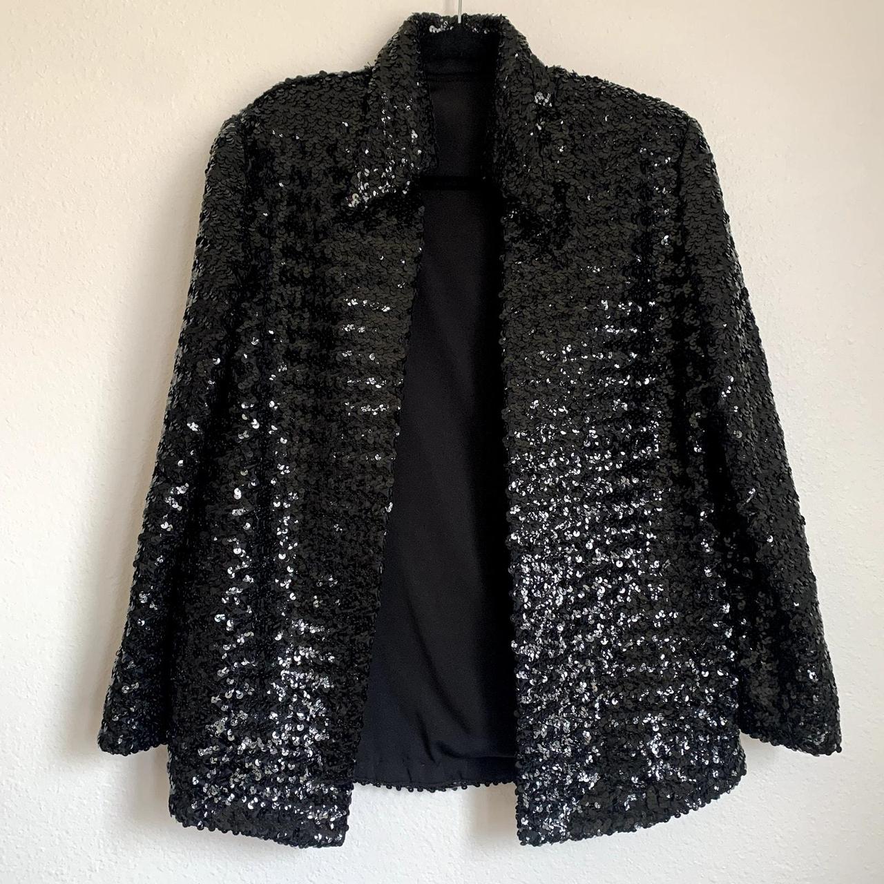 Vintage Beverly Paige Sequin Blazer Jacket in Black... - Depop