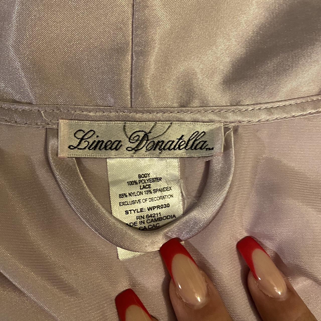 Linea Donatella Women's Pink and White Robe (2)