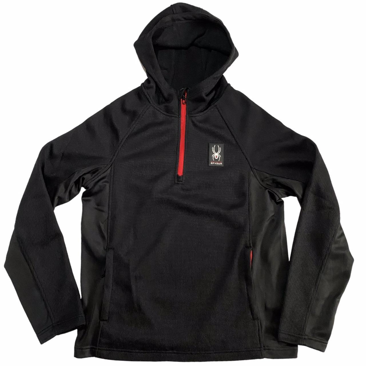 Spyder Men's Racer 1/4 Zip Pullover Hoodie, Black - Depop