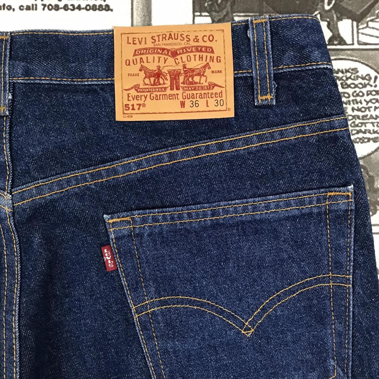 Vintage Deadstock 80s Levi’s boot cut 517 dark wash... - Depop