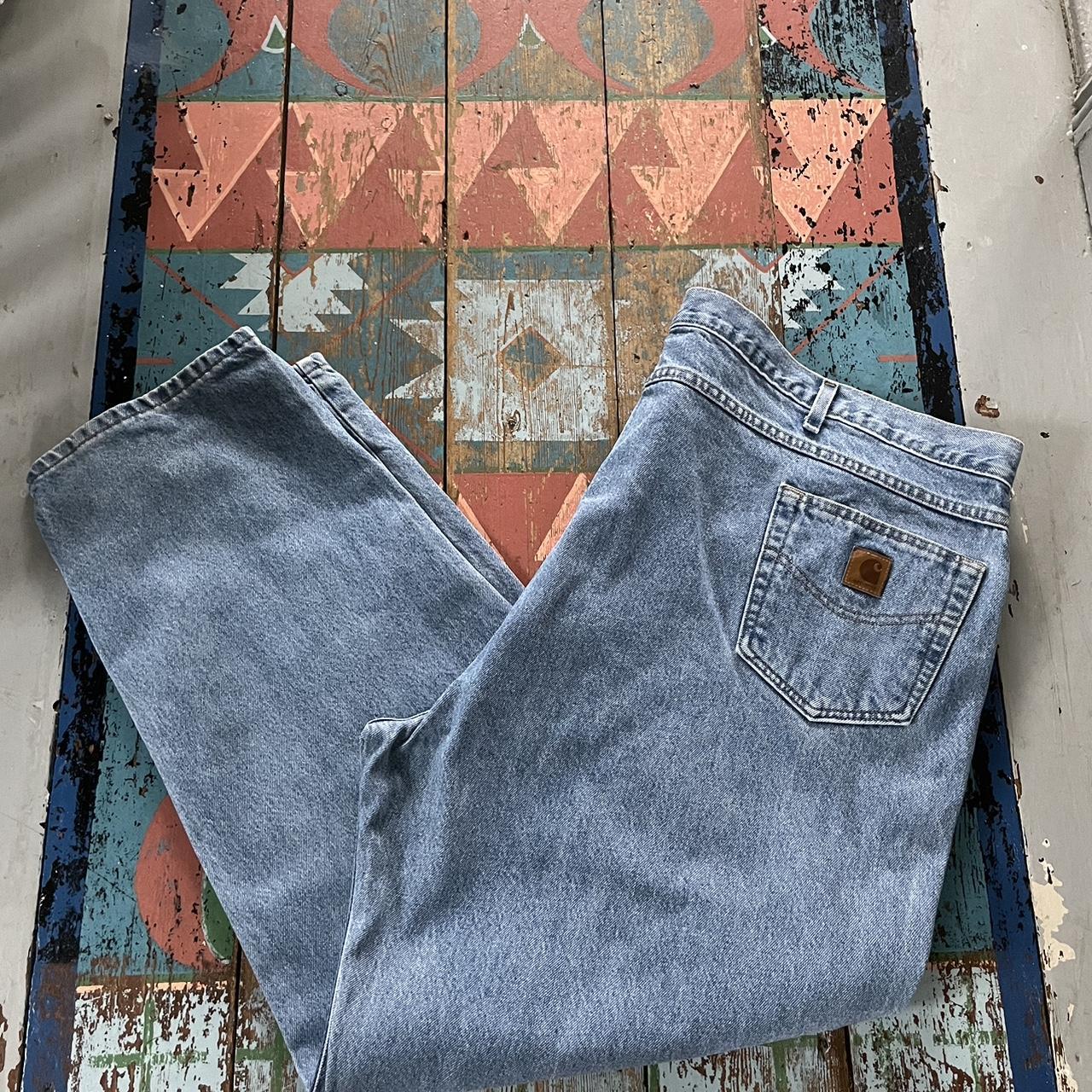 Carhartt relaxed fit 52 x 32 faded blue denim jeans... - Depop