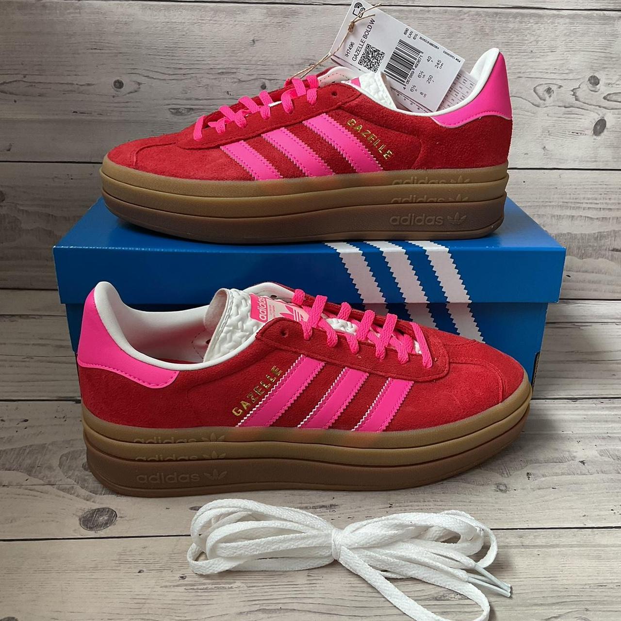 Adidas Gazelle Bold Collegiate Red Lucid Pink Uk... - Depop