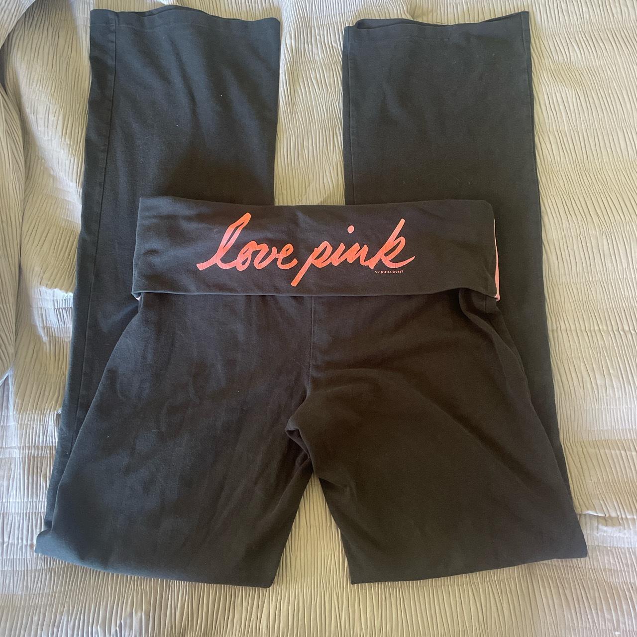 Adorable pink and black Victoria Secret PINK flare - Depop