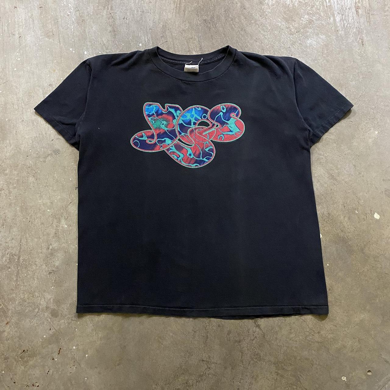 Vintage 90s YES Band Tee Faded Black Single Stitch... - Depop