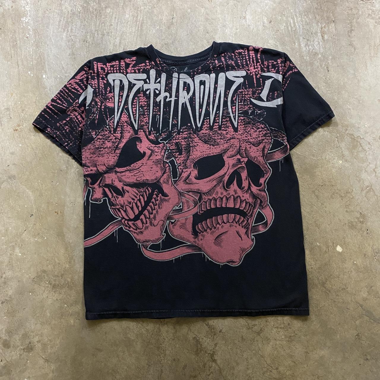 Y2K Skull Affliction Type Tee MEASUREMENTS: WIDTH :... - Depop