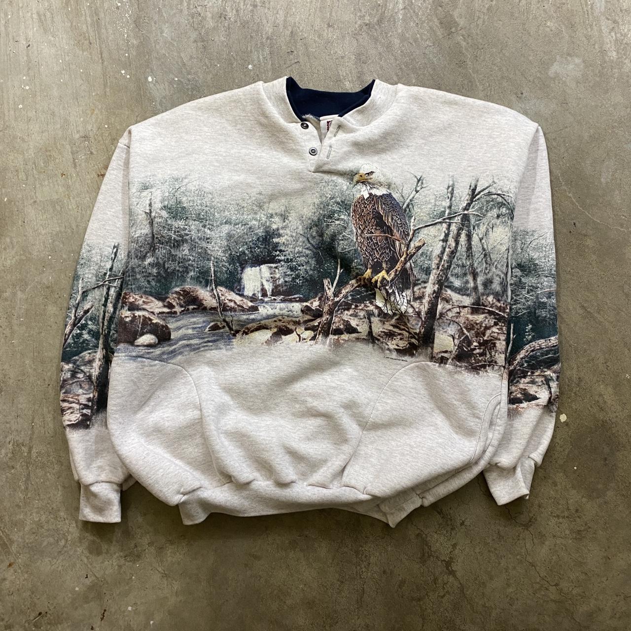 Vintage 90s Eagle Nature Animal Crewneck... Depop