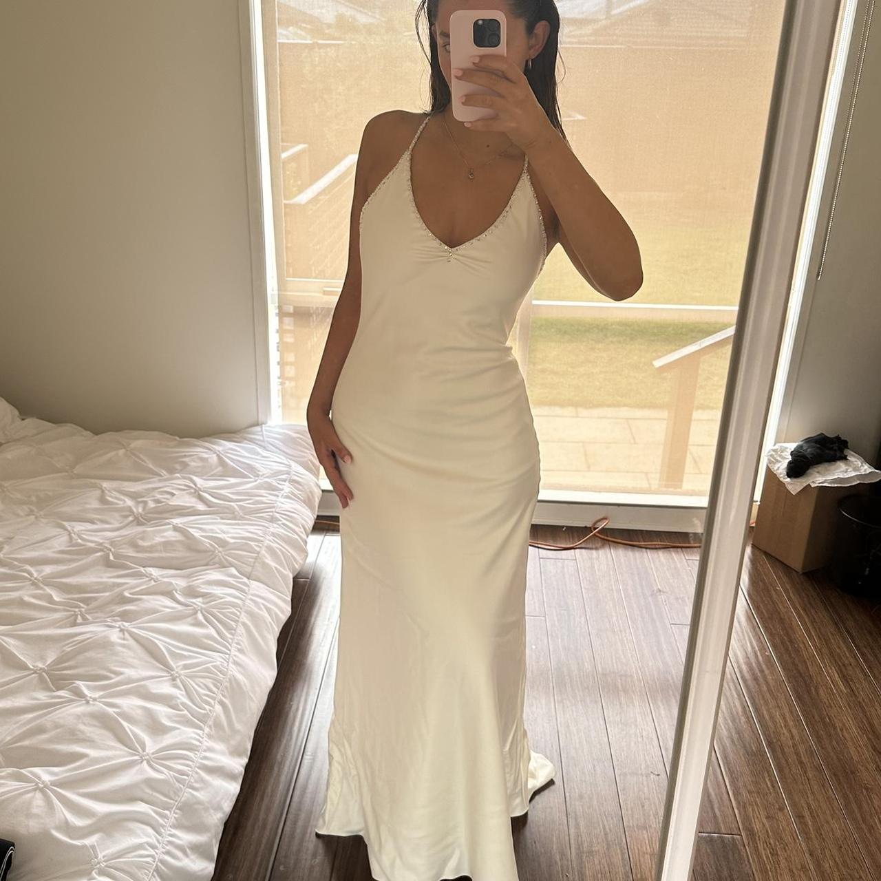 Most beautiful cream white formal dress with beaded... - Depop