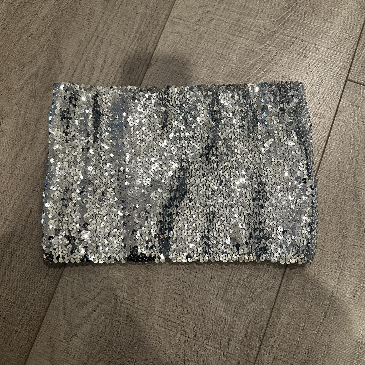 Silver sequins sparkle tube top Size Small Perfect... Depop