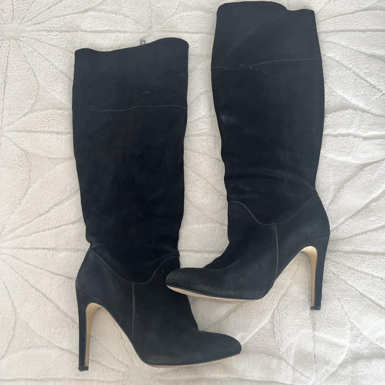 Black zip up heels size 6 1/2 - Depop