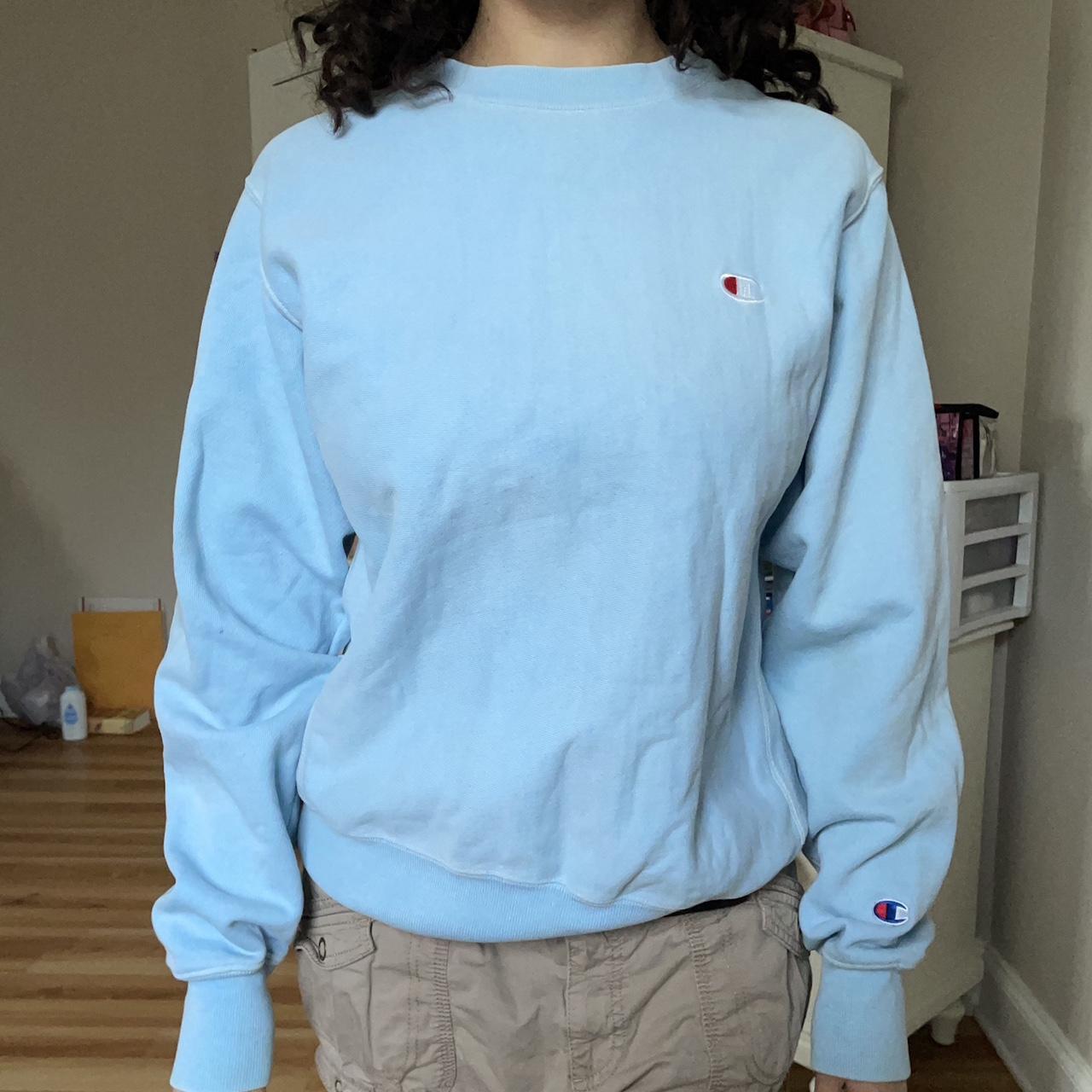 Baby blue champion outlet crewneck sweatshirt