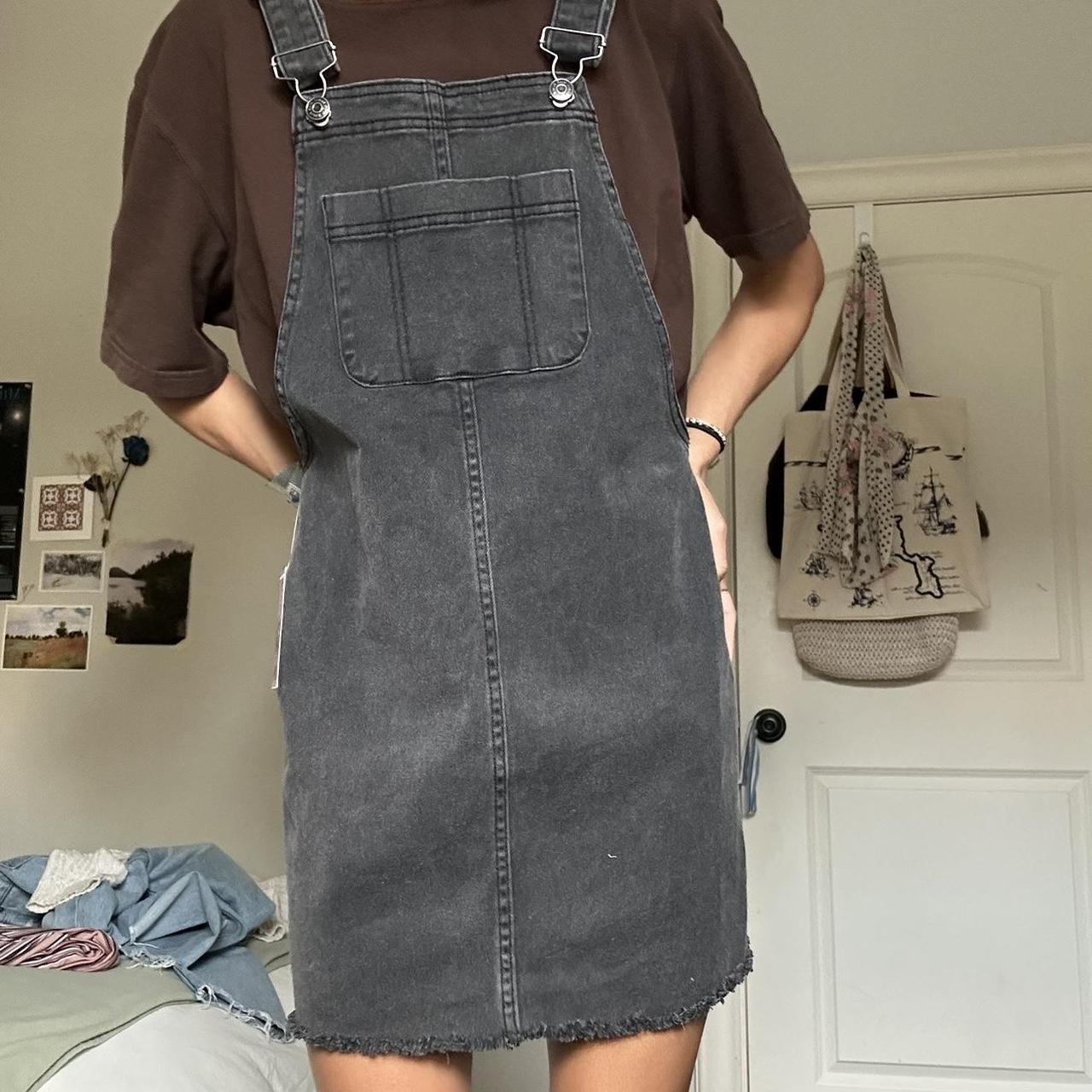 Wild fable black denim overall dress Size xs, would... Depop