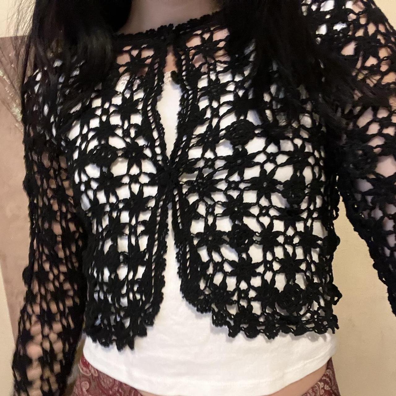 Black Crochet Cardigan In perfect condition/no... Depop