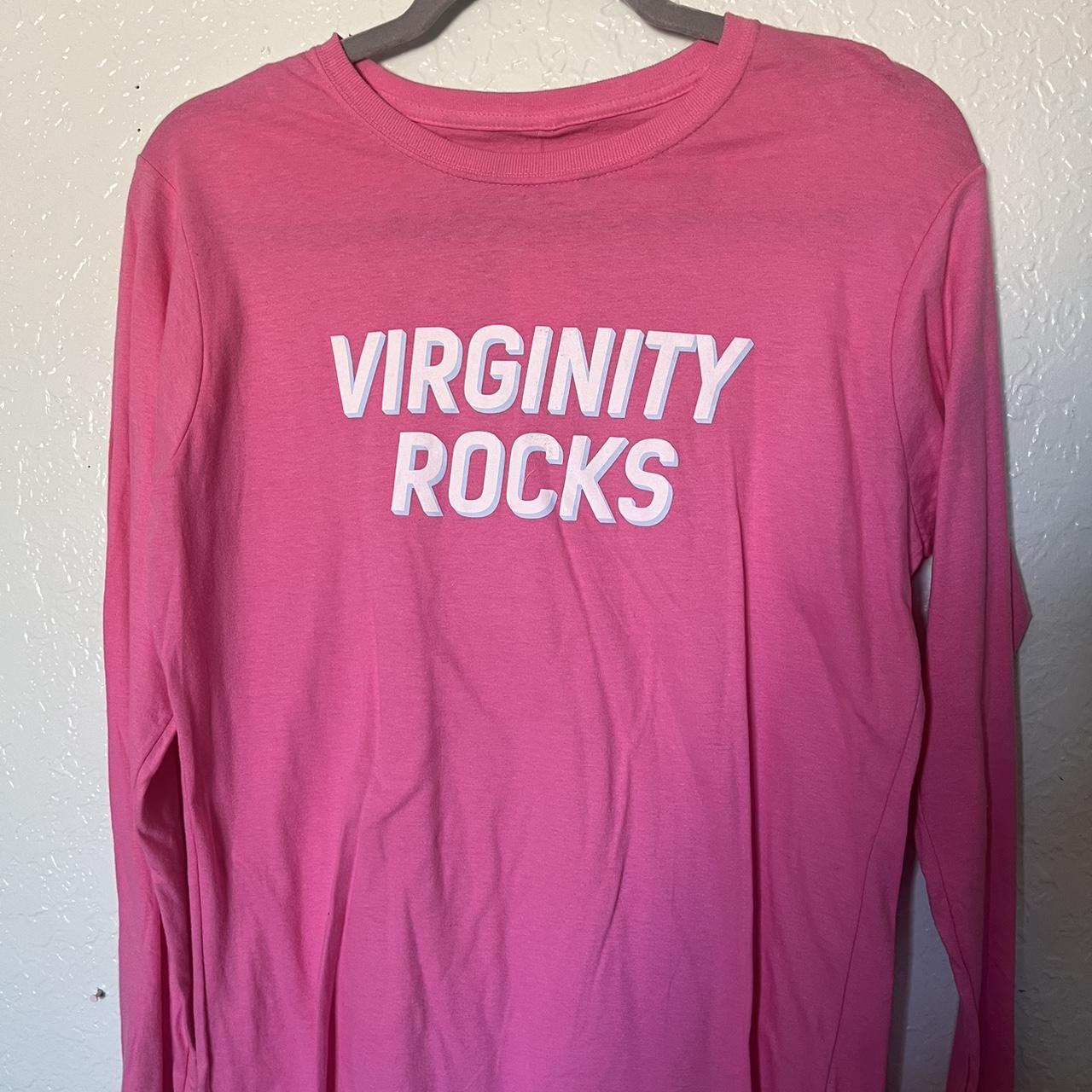Pink long sleeve Virginity Rocks tshirt, BRAND Depop