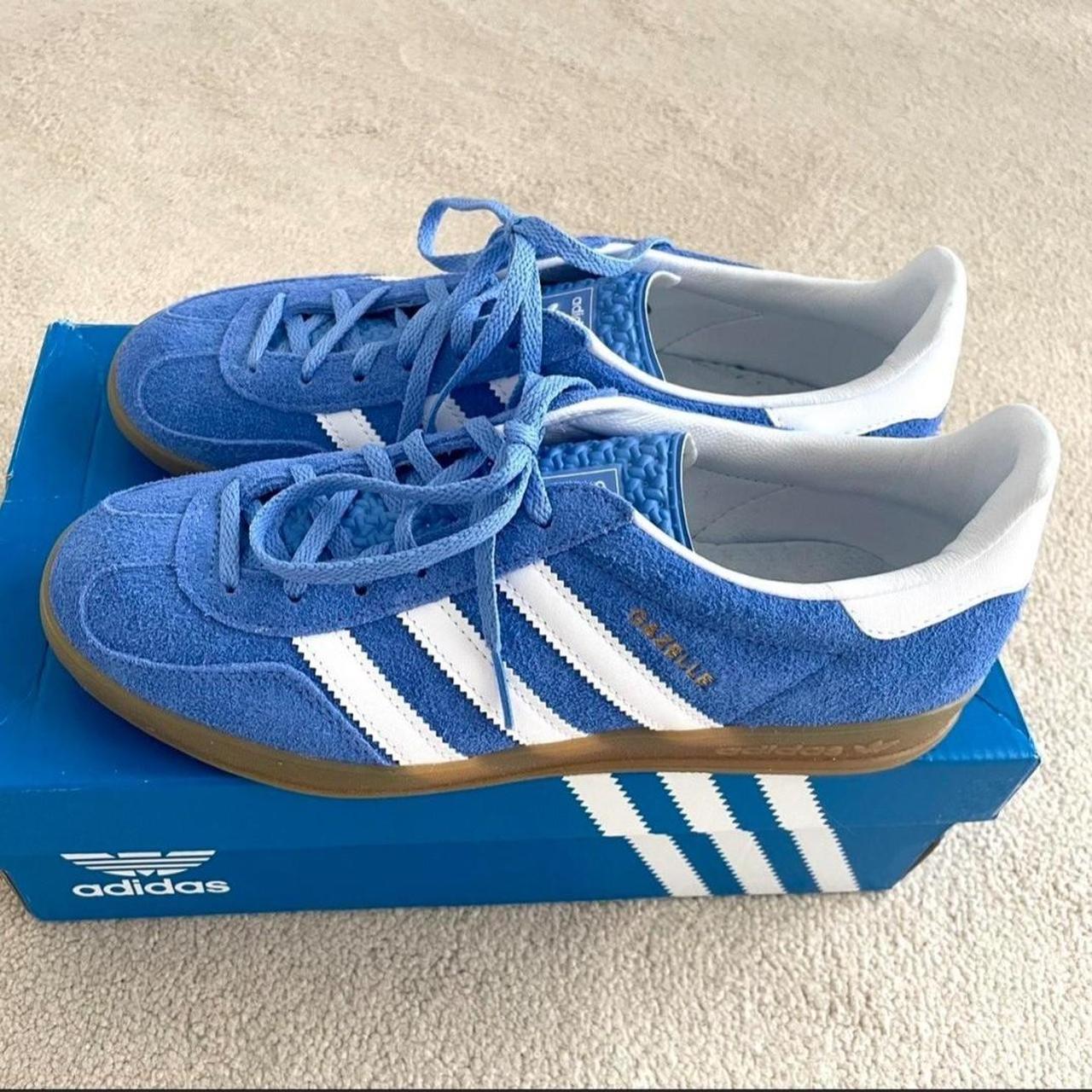 ADIDAS GAZELLE INDOOR TRAINERS 6.5UK Blue fusion. Depop