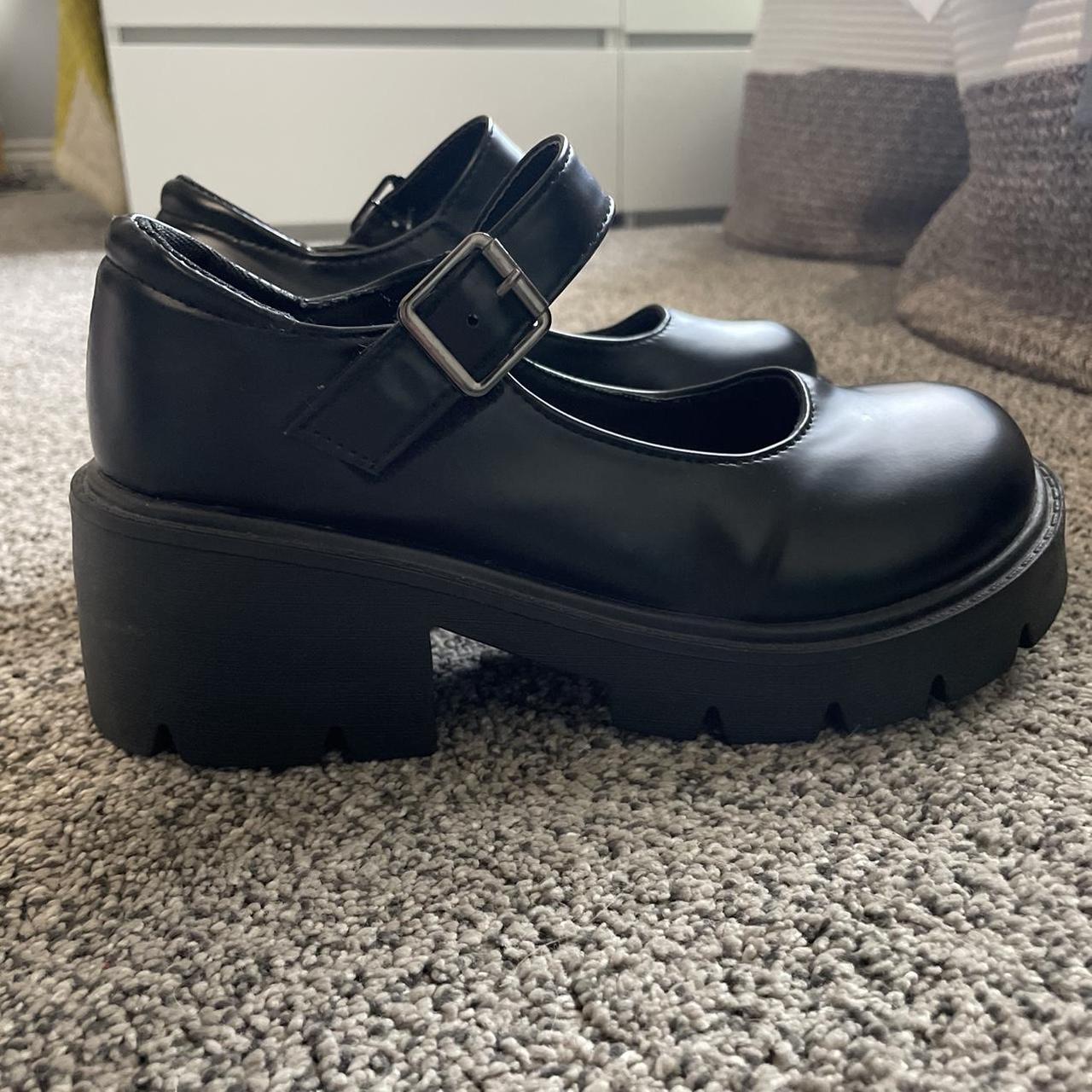 Black Mary Janes - Size 8w - - Brand unknown, used... - Depop