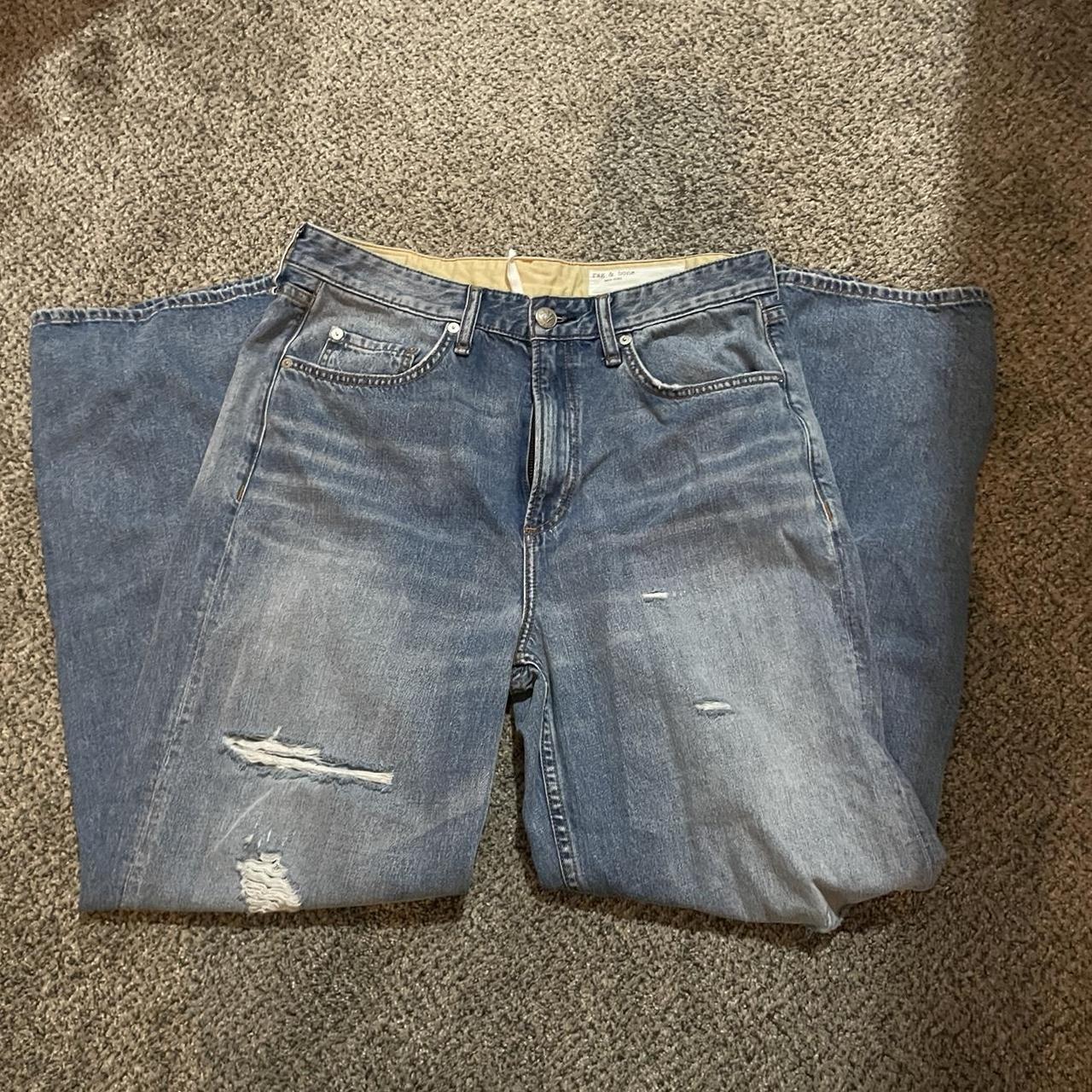 Light-wash distressed jeans main image 1