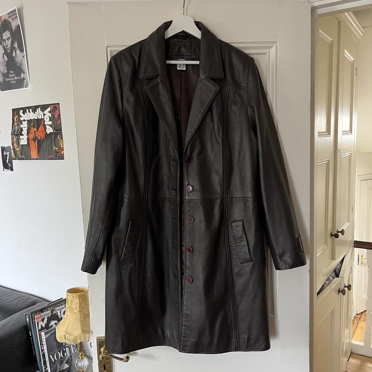 La Redoute brown soft leather trench / long coat /... - Depop