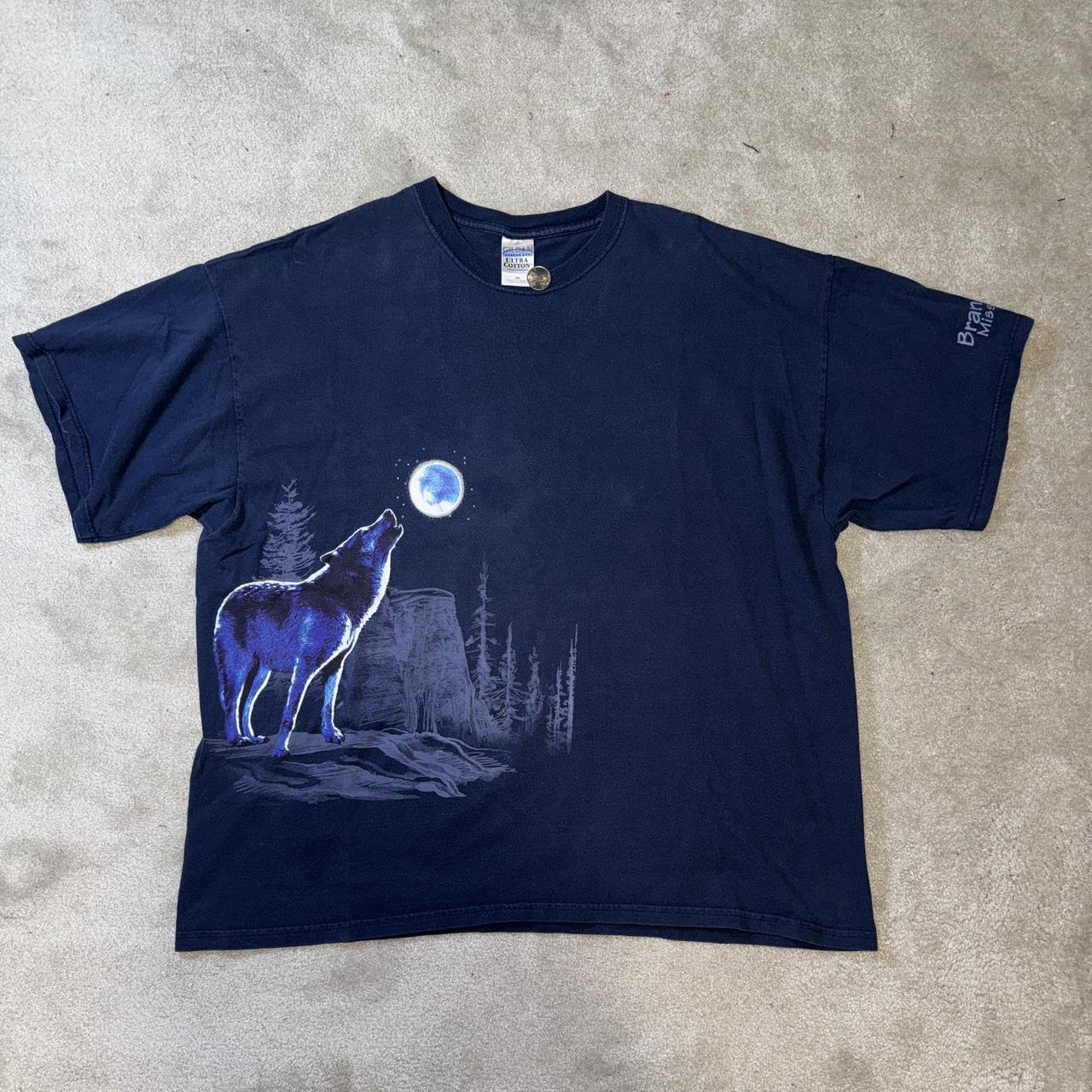 Navy blue wolf tee. Open to offers! #nature #animals... - Depop