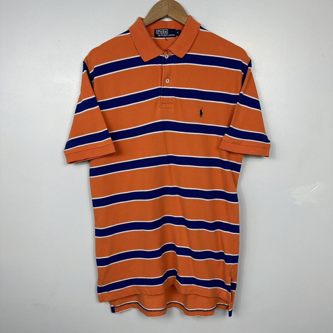 Polo Ralph Lauren Striped Polo Shirt, Orange White... - Depop