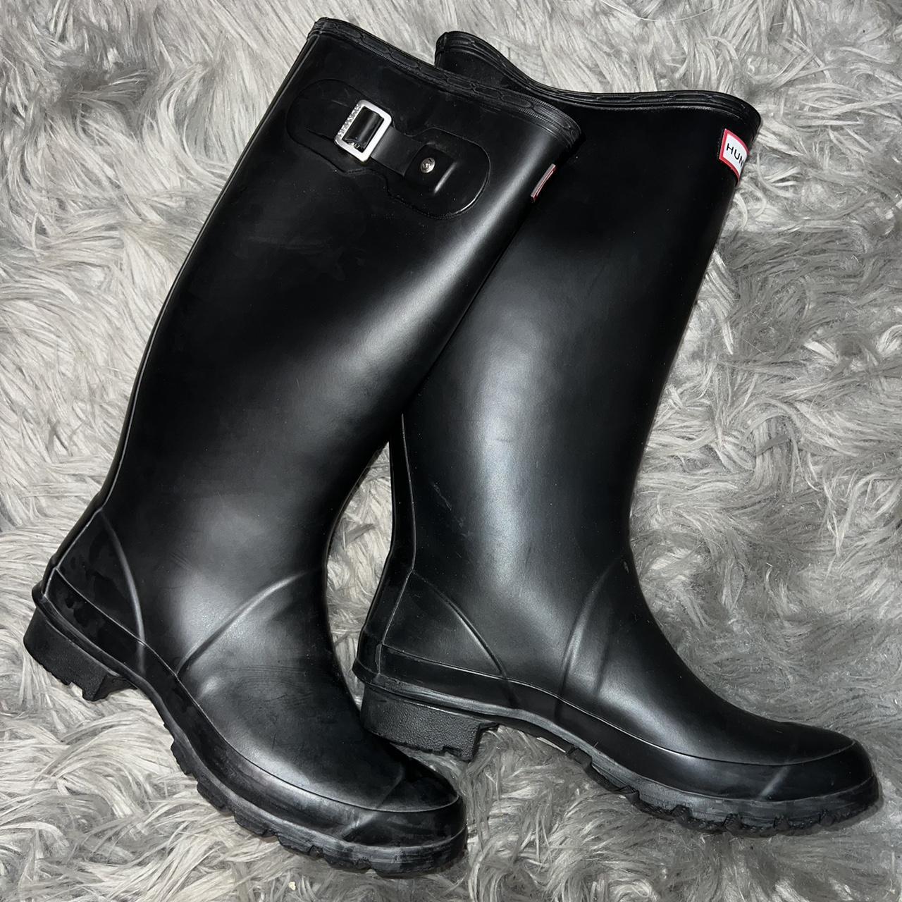 Black matte hunter rain boots store size 8