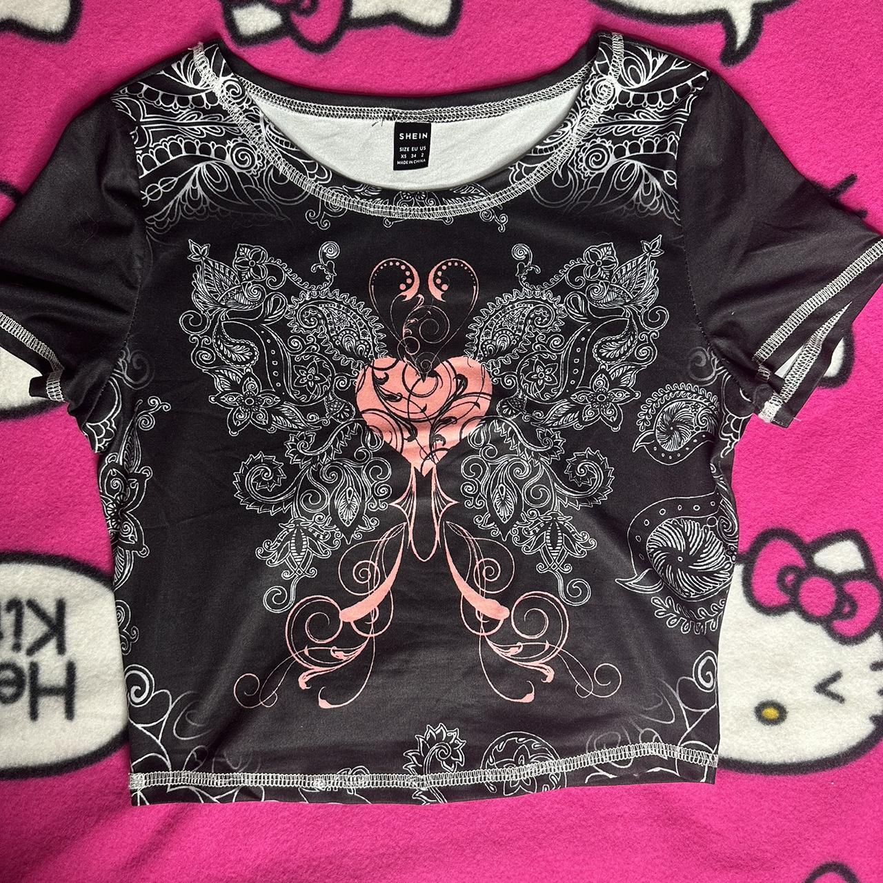 Women's Black and Pink Crop-top | Depop