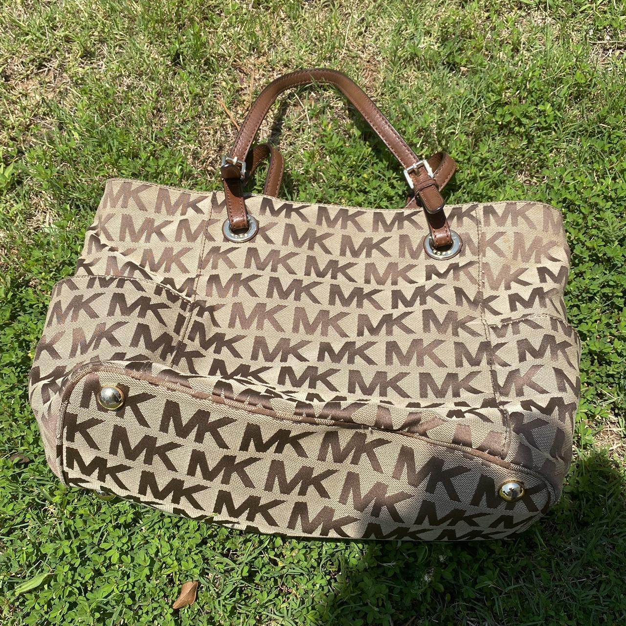 Michael kors purse MK canvas tote bag Leather tote - Depop