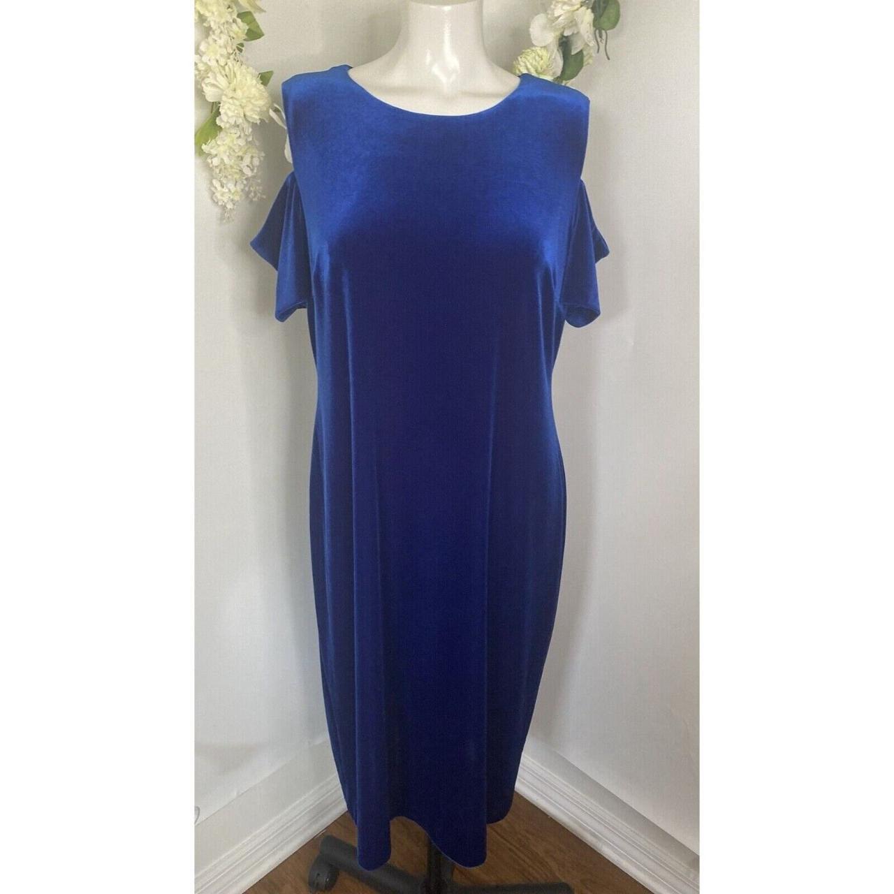 Calvin klein blue velvet dress online