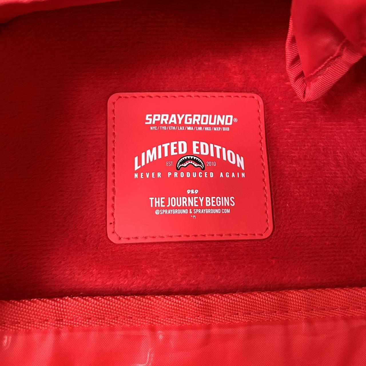 Sprayground backpack teddy bear red/black[has little - Depop