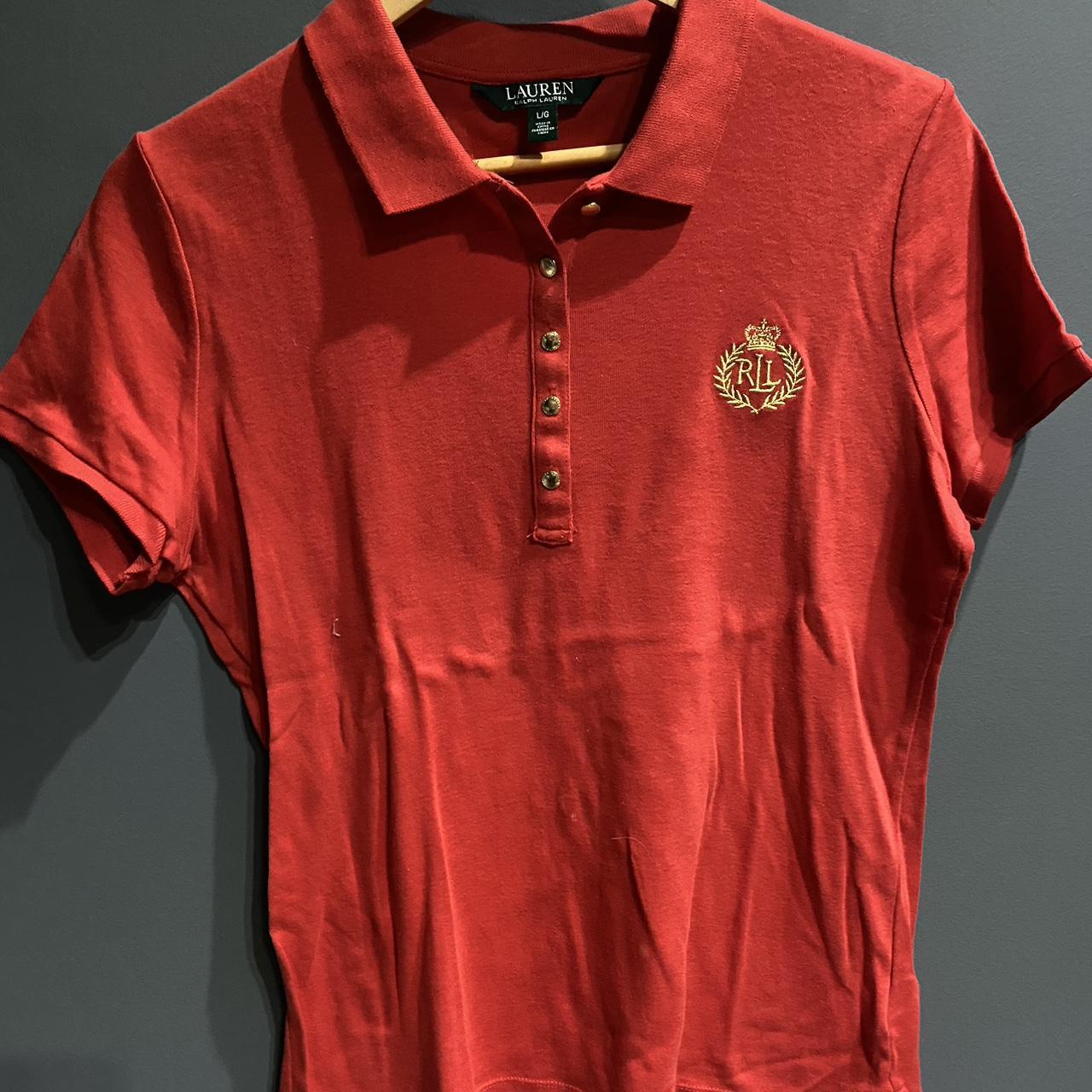 Ralph Lauren RLL Women's Polo Size L Red with | Depop