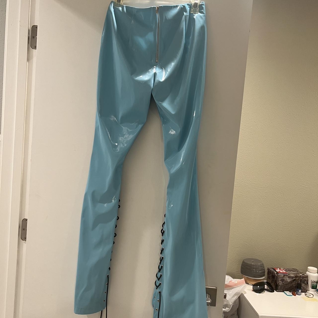 Blue store vinyl trousers