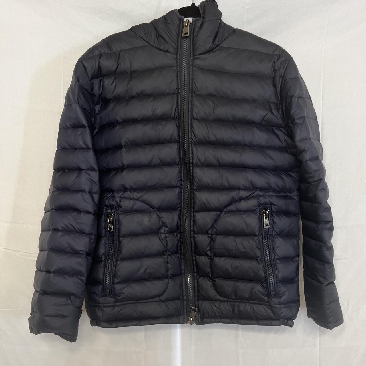 Moncler Puffer Coat -navy -size 2 -pleated... - Depop