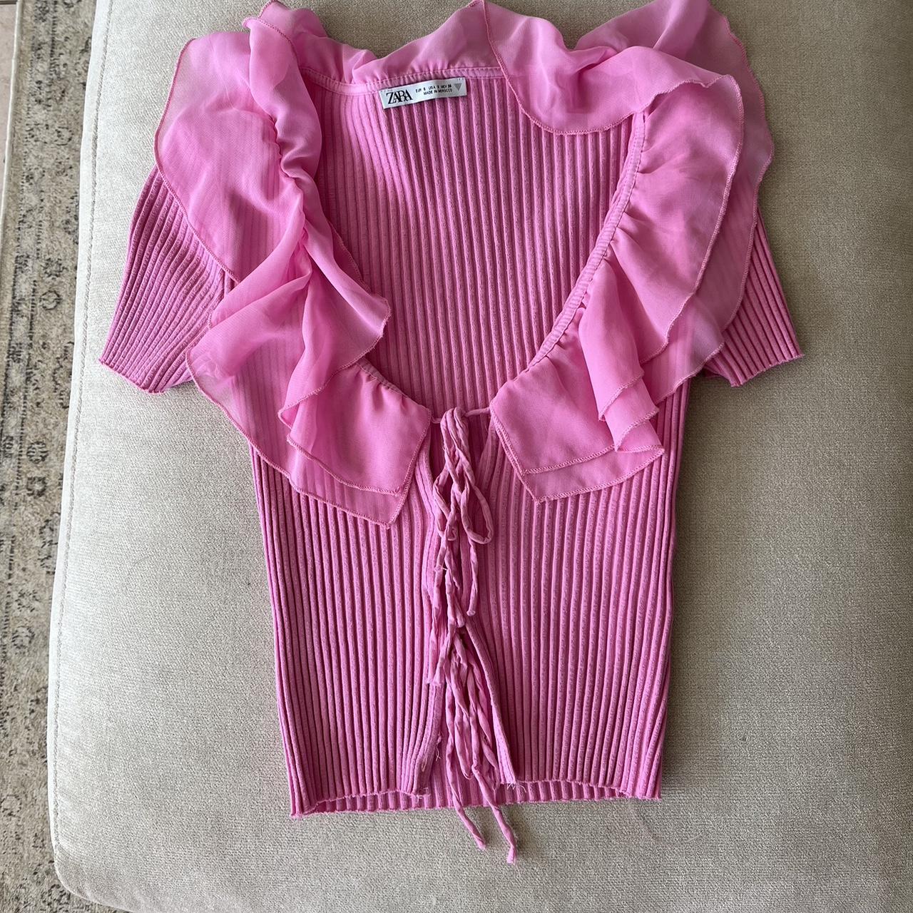 Cute Pink Zara Ruffle Top - Depop