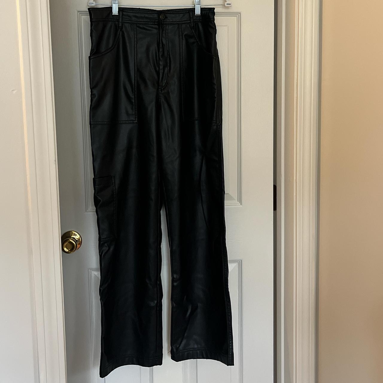 baggy black leather pants