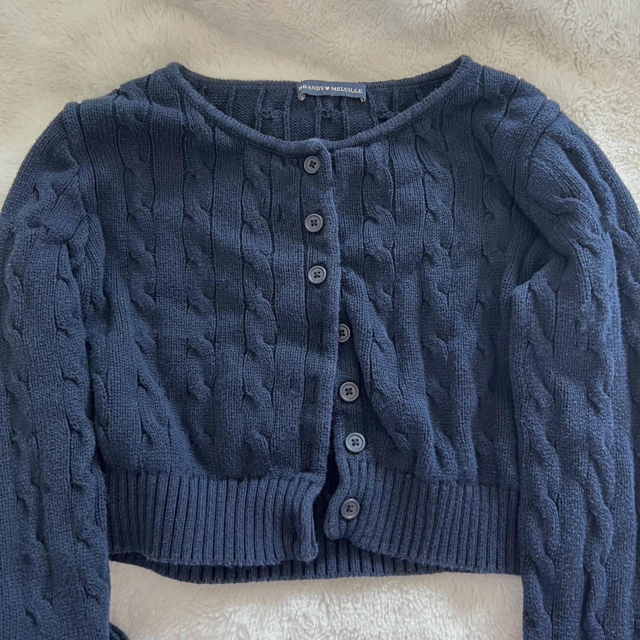 Brandy Melville Women's Navy and Blue Cardigan | Depop