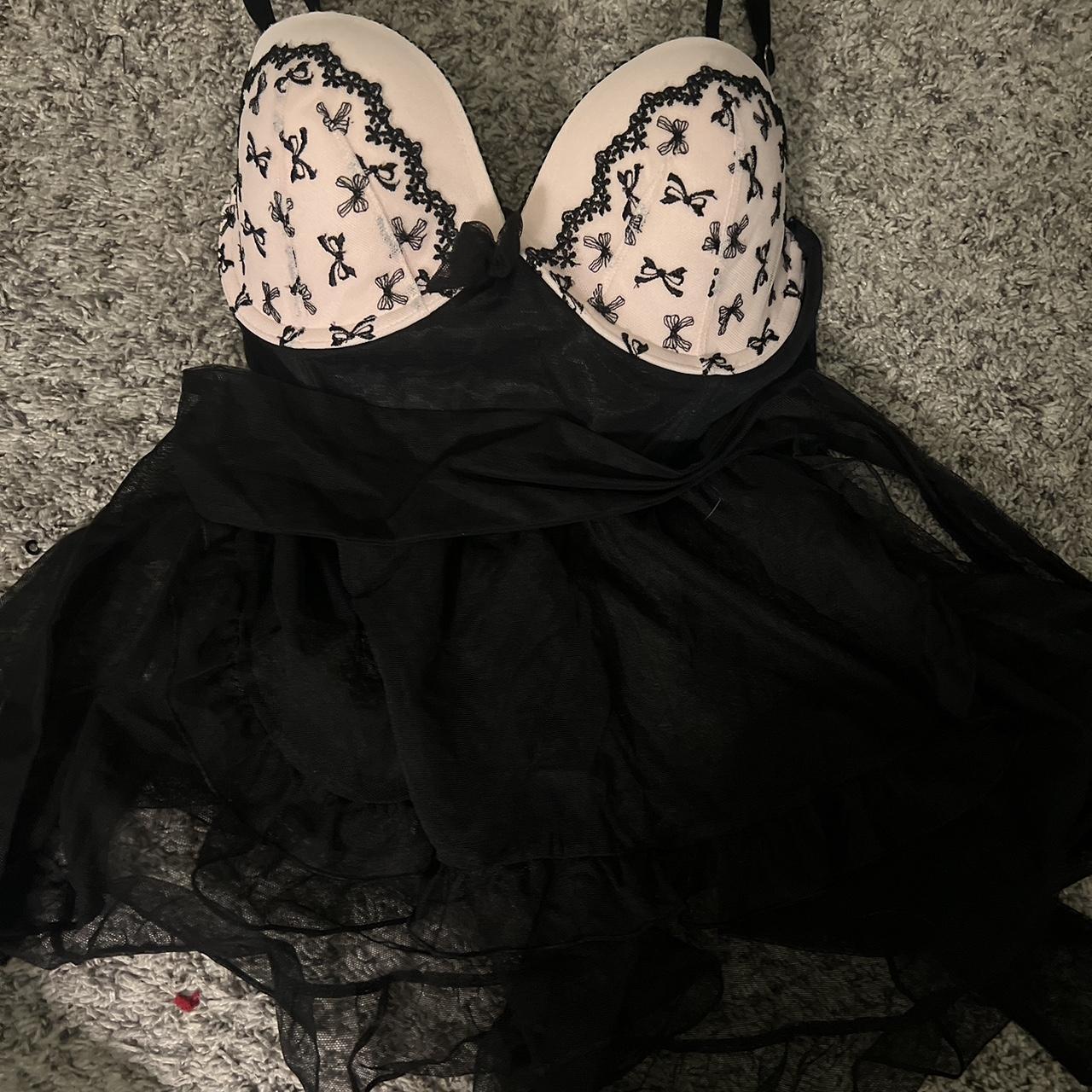 victoria's secret black lace corset bustier top SO - Depop